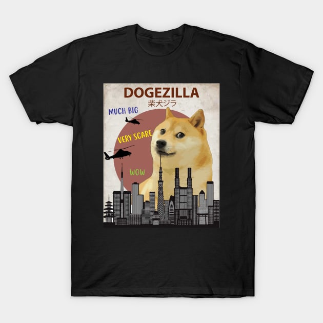 Dogezilla - Funny Doge Meme Giant Shiba Inu T-Shirt by Animalzilla